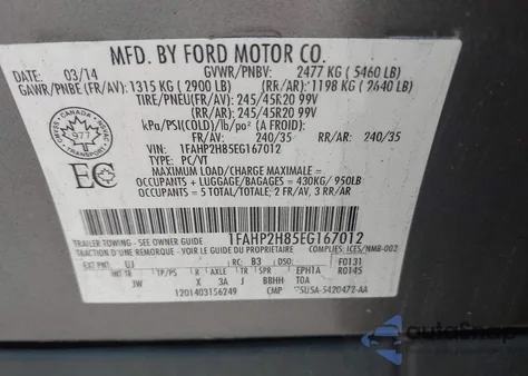 2014 Ford Taurus Sel z USA, uszkodzony, nr VIN 1FAHP2H85EG167012